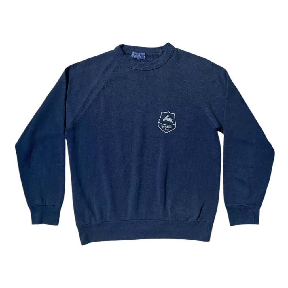 70s Vintage Deerhurst Inn Sweatshirt Crewneck Navy Blue Huntsville Ontario.